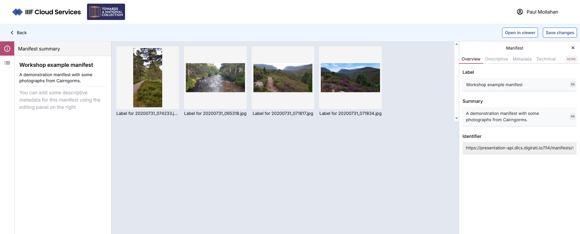 Opening the manifest in ME