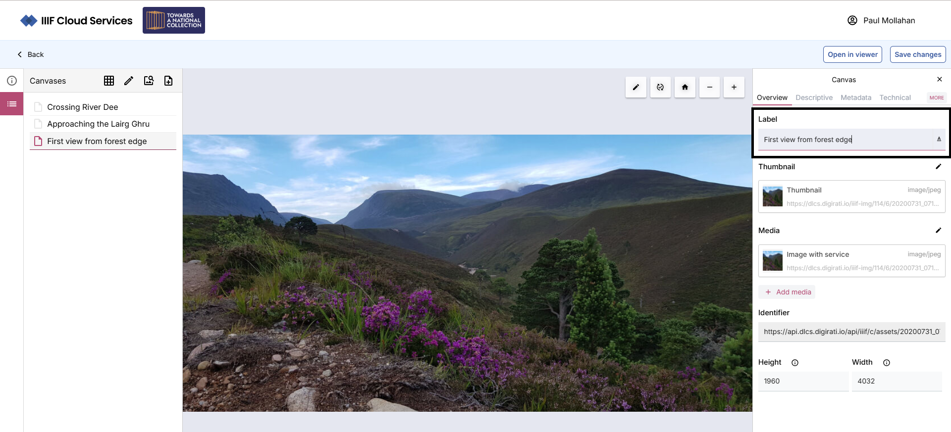 Edit canvas label in ME