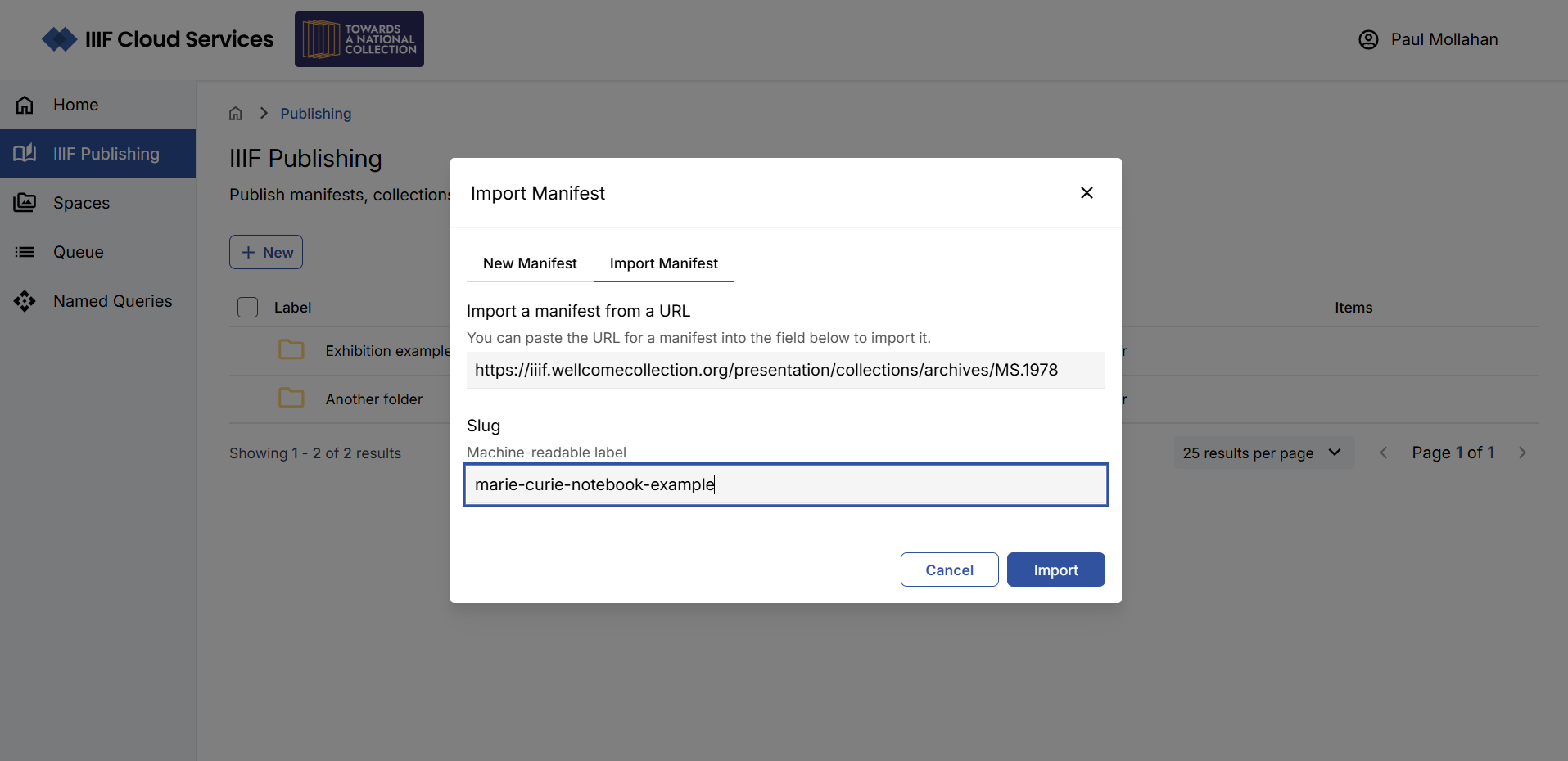 Add the slug for import
