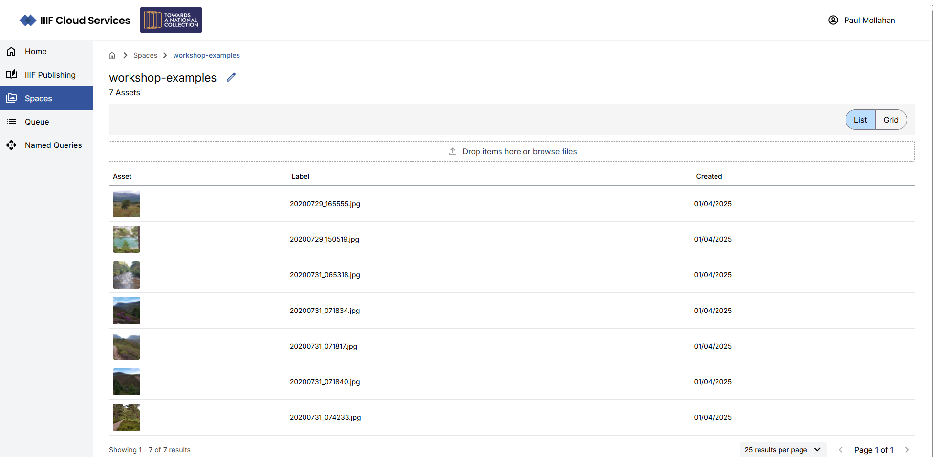 Spaces - files uploaded
