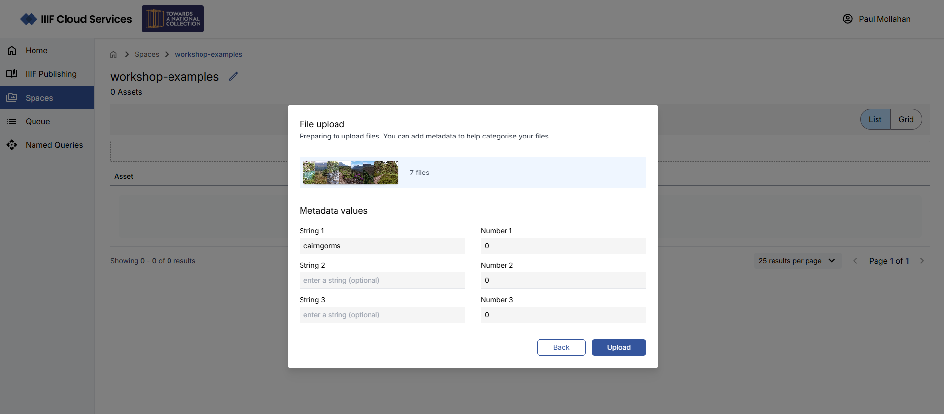 Spaces - file upload metadata