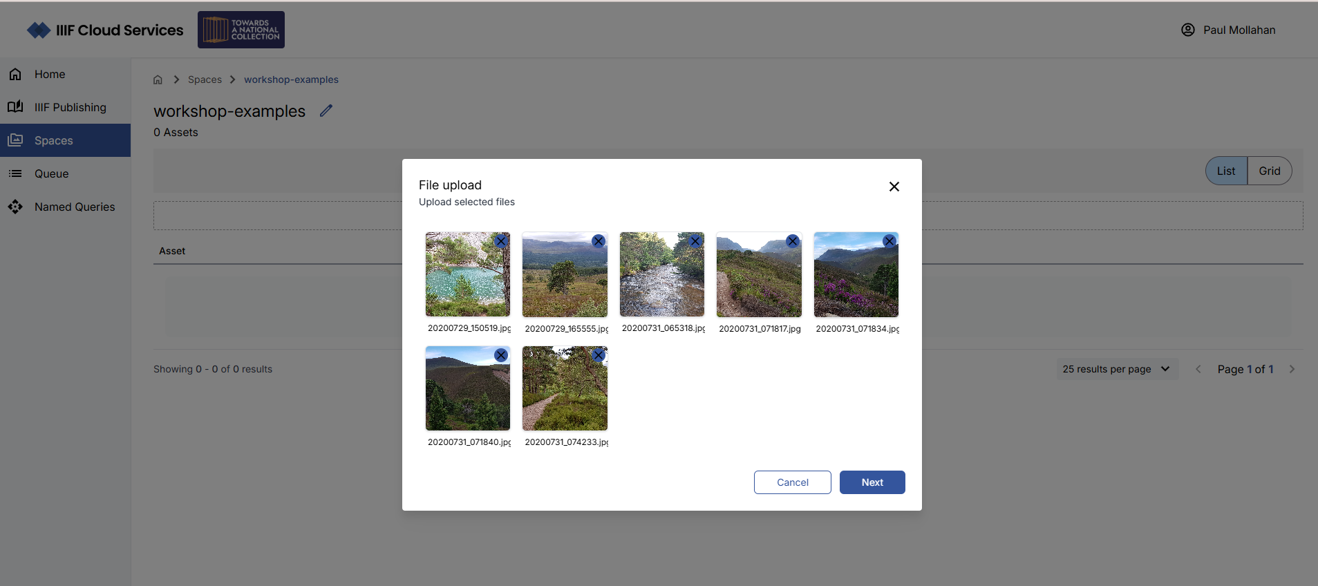 Spaces - file upload images