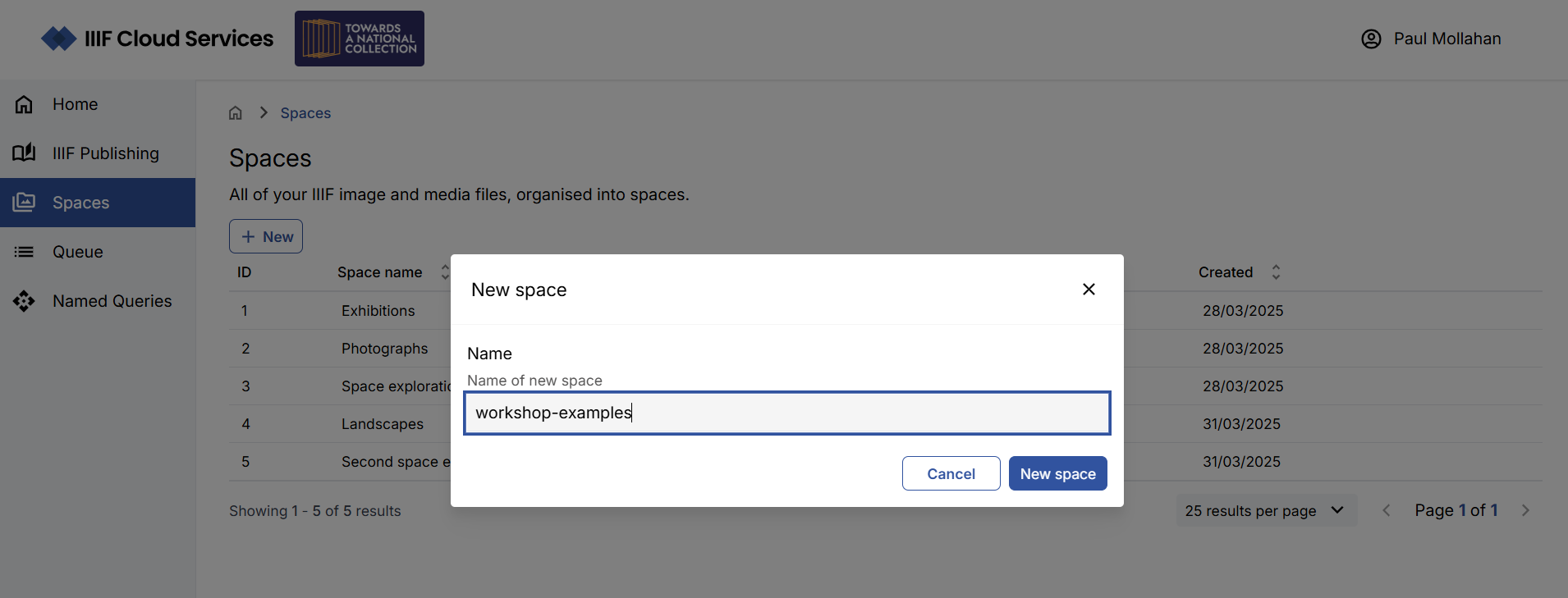 Spaces adding new folder